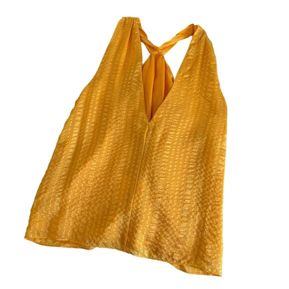 Frame Women’s Orange Silk Crinkled Pullover Lined Halter Top Blouse Size Small - Picture 9 of 11